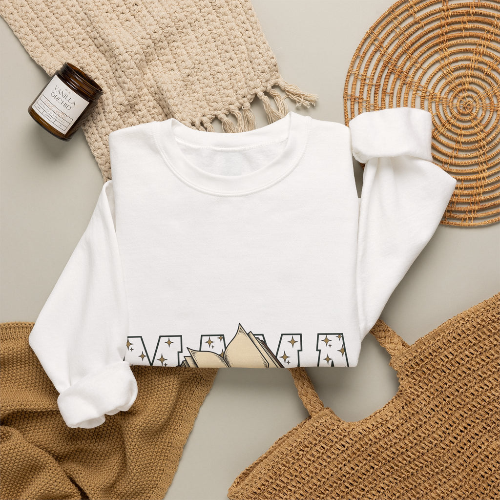 Open Book Sweatshirt Mom Novels Gift Women Cartoon Sweatshirt Booklet Sweatshirt Mother Fan Illustrated Sweatshirt Book Graphic Line Art Stars Sweatshirt