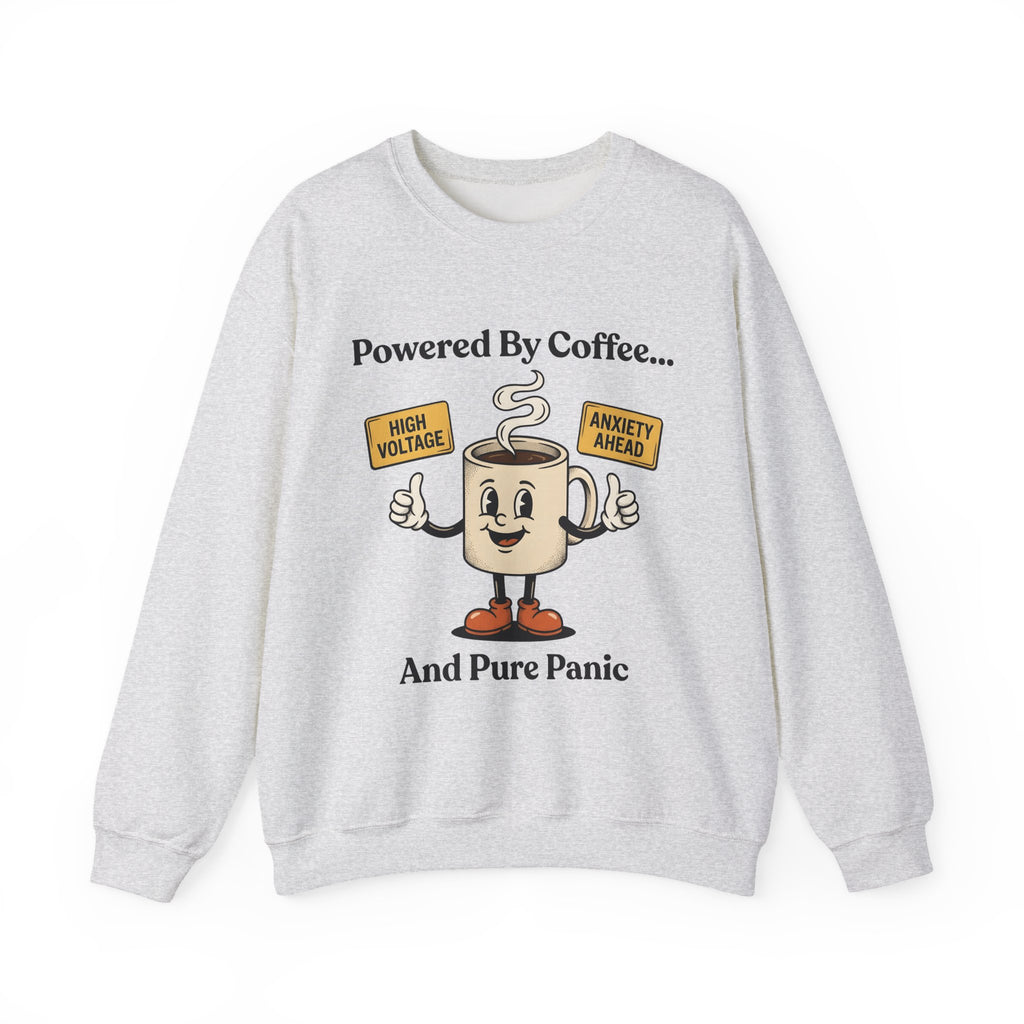 Coffee Cup Mascot Sweatshirt Coffee Jokes Gift Women Comic Sweatshirt Sweatshirt Sweatshirt Caffeine Fan Cartoon Sweatshirt Humor Graphic Retro Caution Symbols Sweatshirt