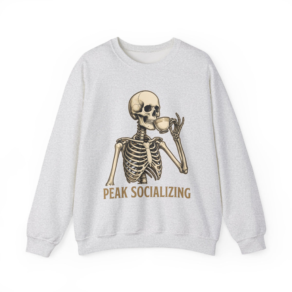 Skeleton Tea Cup Sweatshirt Halloween Goth Gift Women Vintage Sweatshirt Tea Cup Sweatshirt Horror Fan Retro Sweatshirt Dark Graphic Hand