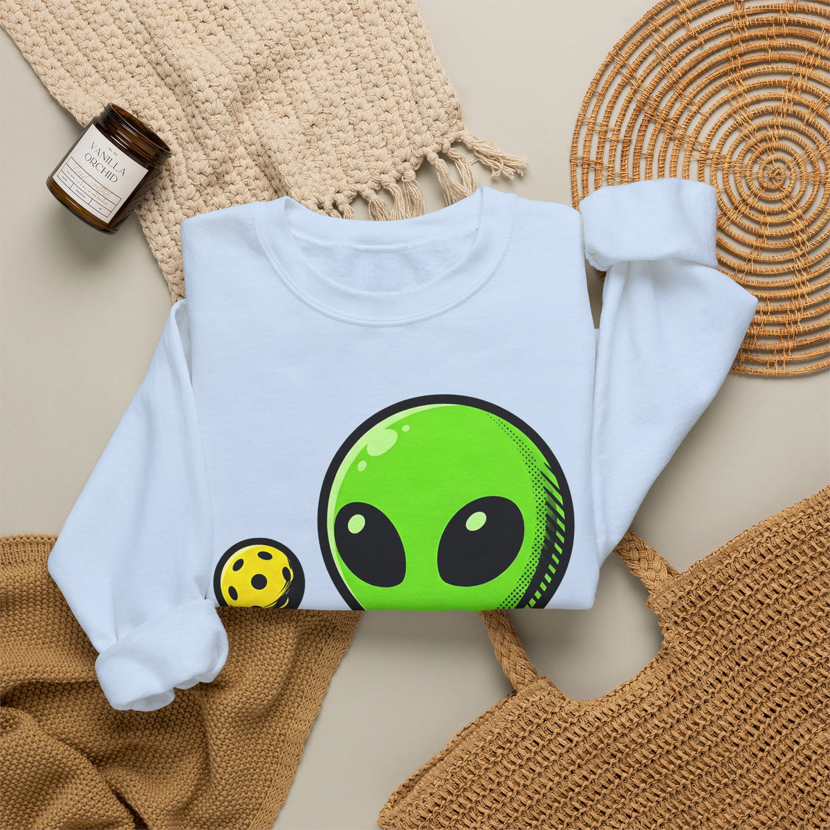 Alien Pickleball Sweatshirt Pickleball Humor Gift Women Cute Sweatshirt Alien Pickleball Sweatshirt Pickleball Fan Kawaii Sweatshirt Comedy Graphic Cartoon
