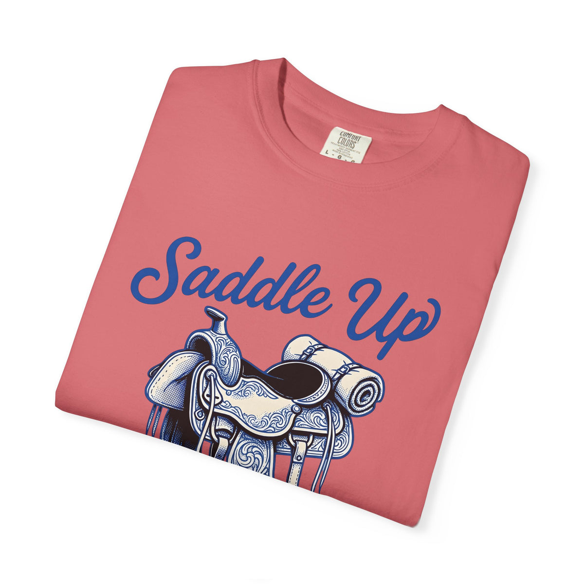 Western Saddle Cowgirl Western Gift Vintage Saddle Cowboy Fan Rodeo Country Hand Drawn Bedroll T-Shirt