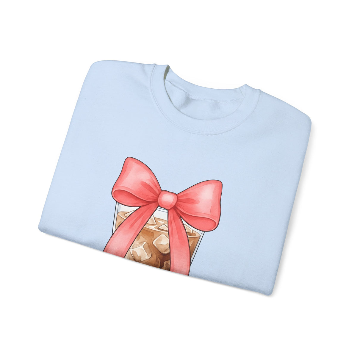 Iced Coffee Sweatshirt Coffee Mom Gift Women Watercolor Sweatshirt Cold Brew Sweatshirt Coffee Fan Watercolour Sweatshirt Mother Graphic Hand Drawn Pink Bow