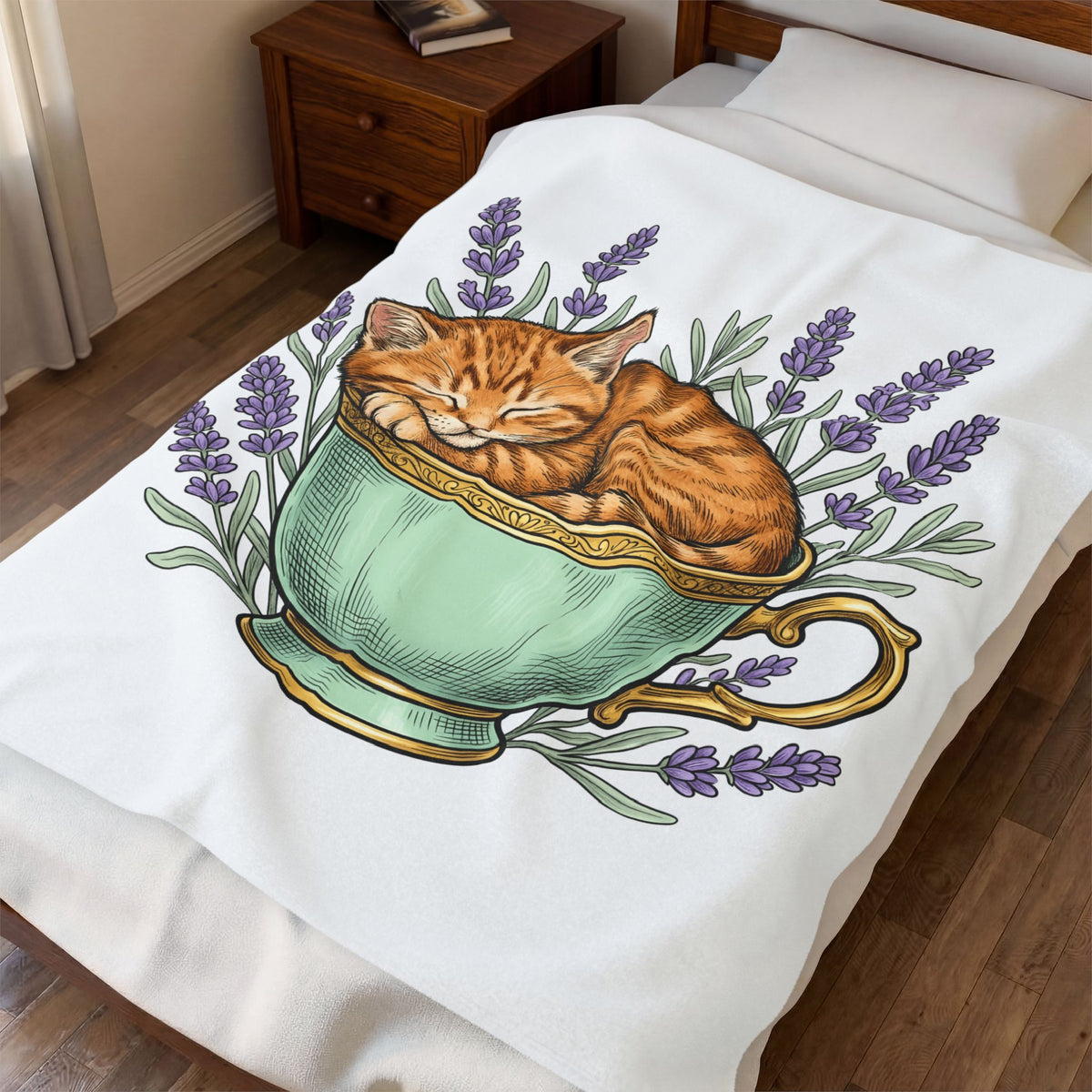 Kitten Cup Blanket Cat Garden Gift Women Line Art Blanket Cat Blanket Blanket Cat Fan Feline Graphic Blanket Floral Design Hand Painted Flower Blanket