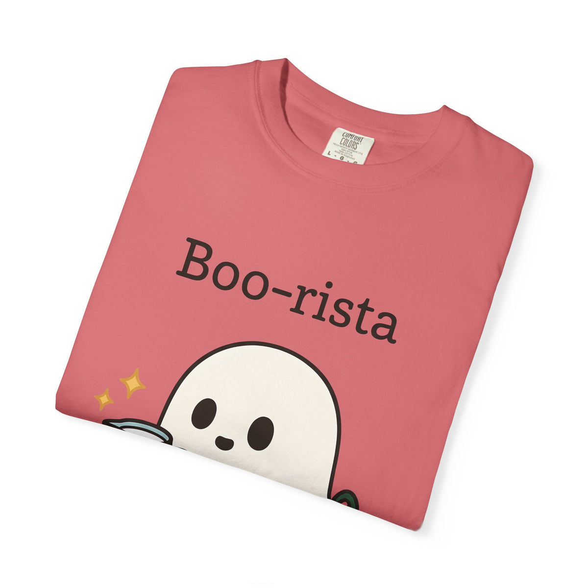 Ghost Barista T-Shirt Coffee Halloween Gift Women Cute T-Shirt Specter T-Shirt Coffee Fan Kawaii T-Shirt Spooky Graphic Cartoon Coffee T-Shirt T-Shirt