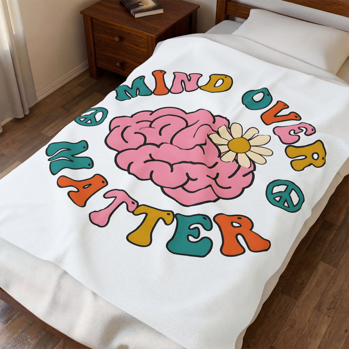 Brain Flower Blanket Teacher Mental Health Gift Women Groovy Blanket Mind Bloom Blanket Educator Enthusiast Psychedelic Blanket Wellness Graphic