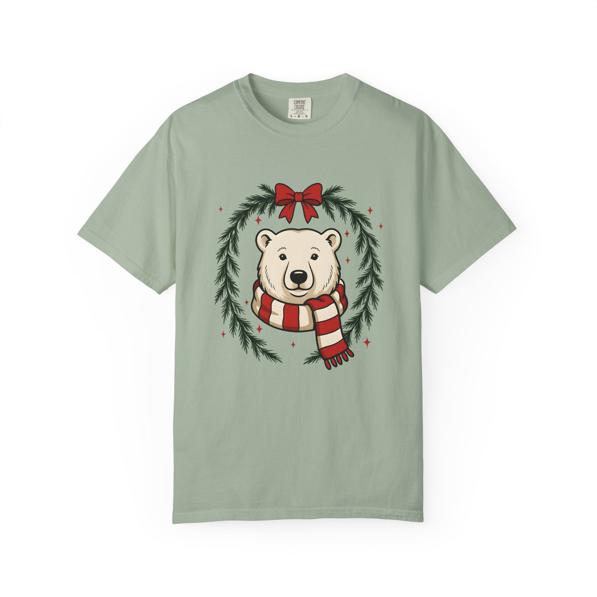 Arctic Bear T-Shirt Christmas Wildlife Gift Women Comic T-Shirt Polar Bear T-Shirt Xmas Fan Cartoon T-Shirt Animal Graphic Sketch Garland T-Shirt