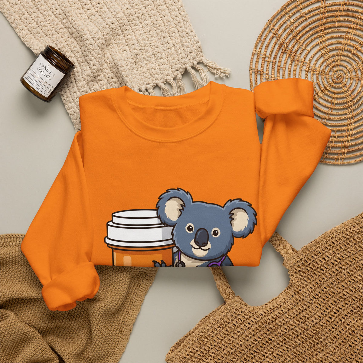 Koala Stethoscope Sweatshirt Nurses Animal Gift Women Cute Cartoon Sweatshirt Stethoscopes Sweatshirt Nurse Enthusiast Cartoonish Sweatshirt Wildlife Graphic