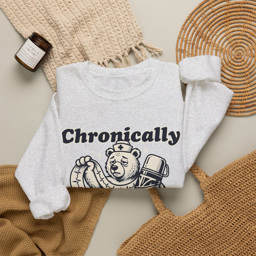 Nurse Bear Sweatshirt Nurses Humor Gift Women Vintage Sweatshirt Teddy Bear Sweatshirt Nursing Enthusiast Retro Sweatshirt Funny Graphic Hand Drawn Coffee Sweatshirt