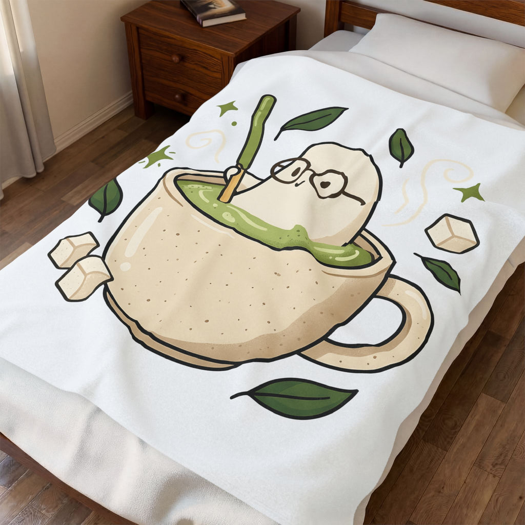 Green Tea Blanket Blanket Coffee Cuisine Gift Women Cute Blanket Tea Cup Blanket Coffee Fan Food Graphic Blanket Sketch Sugar Lumps Blanket