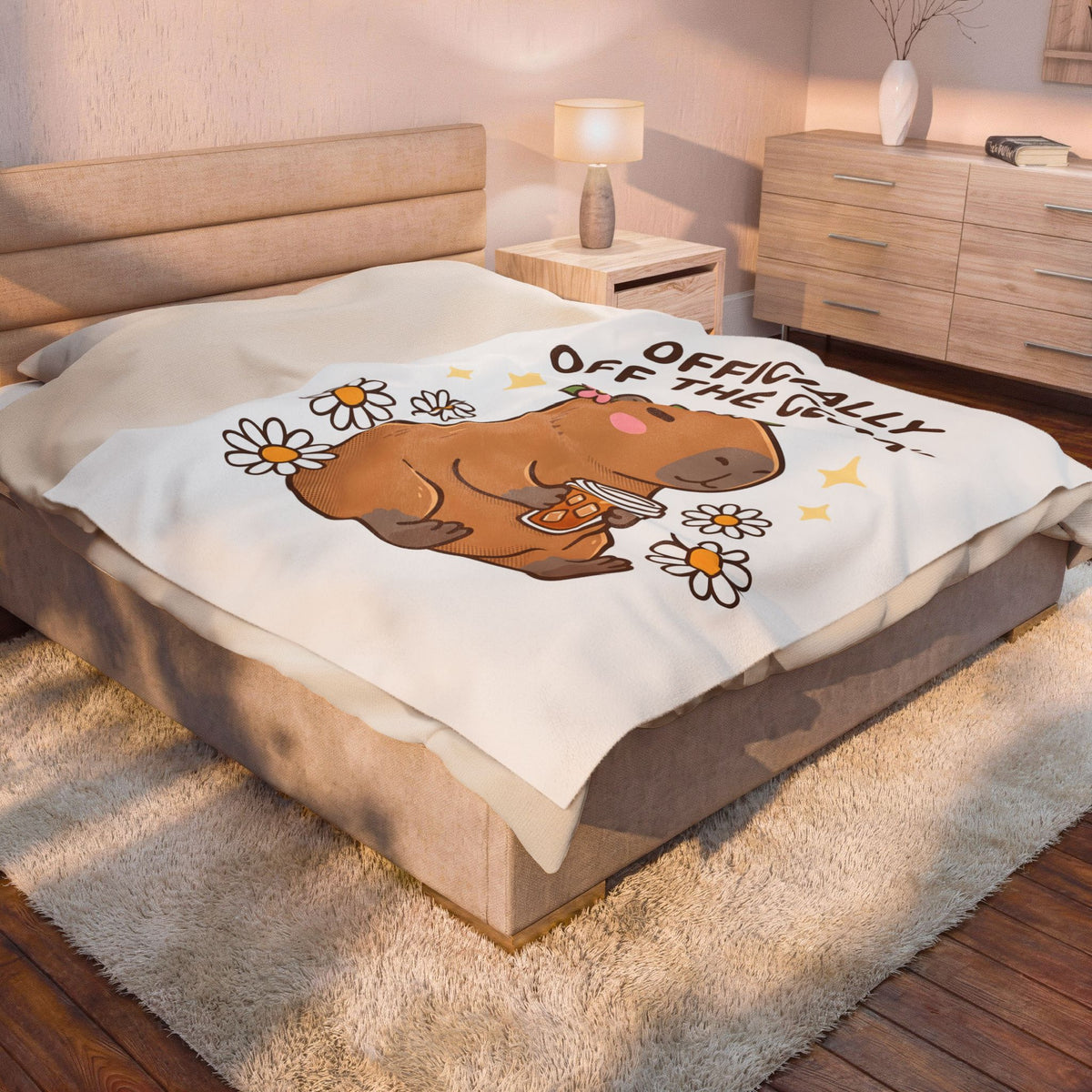 Capybara Coffee Blanket Nurses Animal Gift Women Cute Blanket Coffee Blanket Nurse Enthusiast Adorable Blanket Wildlife Graphic Cartoon Daisies