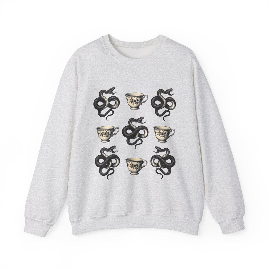 Serpent Tea Cup Sweatshirt Boho Chic Magic Gift Women Retro Sweatshirt Tea Cup Sweatshirt Hippie Fan Vintage Sweatshirt Mystical Graphic Dark Flower Sweatshirt Sweatshirt