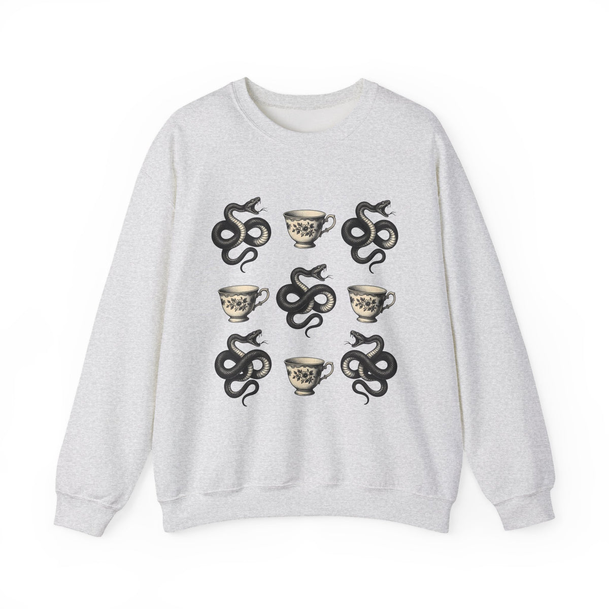 Serpent Tea Cup Sweatshirt Boho Chic Magic Gift Women Retro Sweatshirt Tea Cup Sweatshirt Hippie Fan Vintage Sweatshirt Mystical Graphic Dark Flower Sweatshirt Sweatshirt