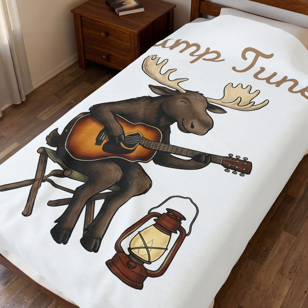 Moose Guitar Blanket Camping Music Gift Women Cute Blanket Guitar Blanket Camper Fan Adorable Blanket Music Graphic Hand Drawn Lantern Blanket