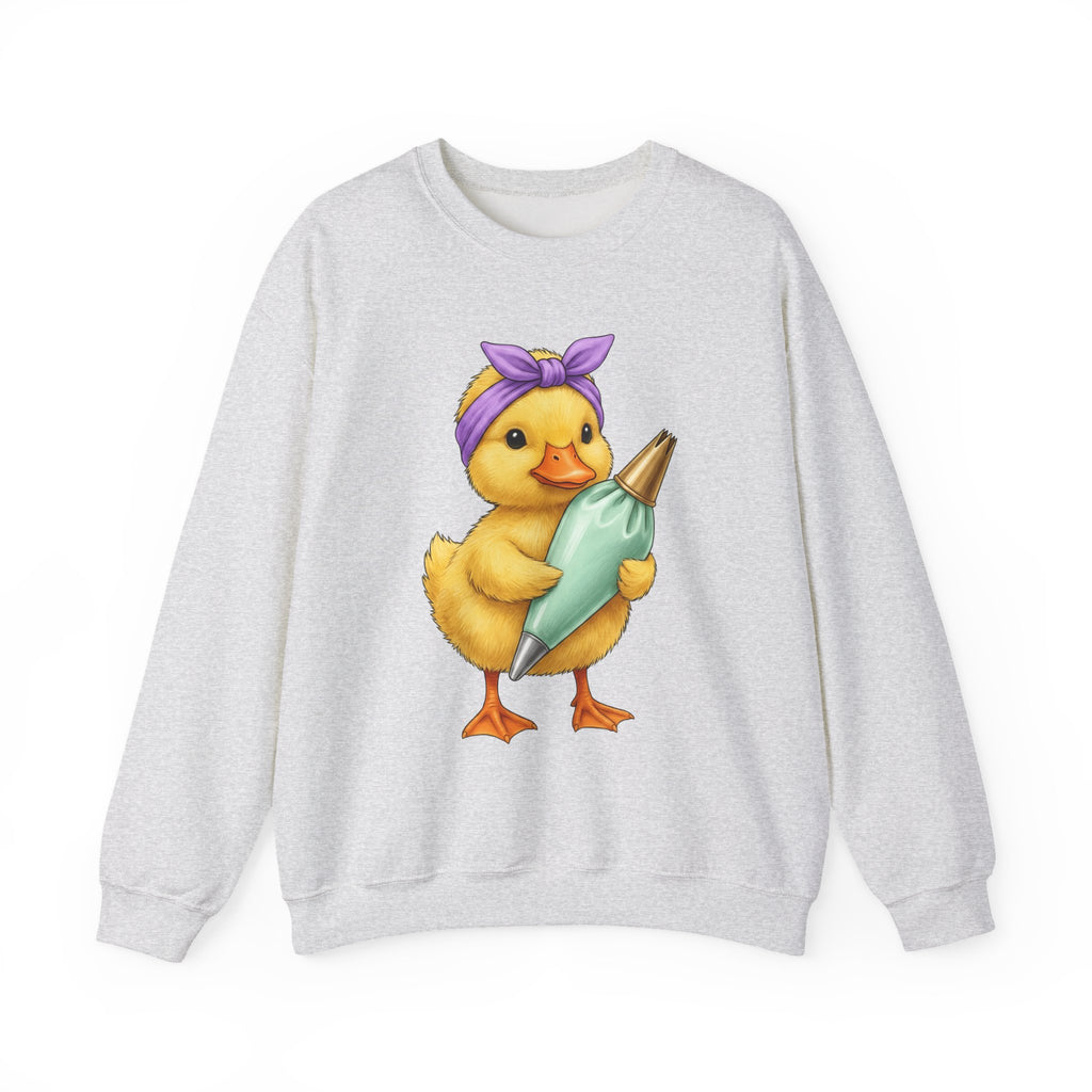Duck Baker Sweatshirt Moms Confectionery Gift Women Cartoon Sweatshirt Duck Sweatshirt Motherhood Fan Toon Sweatshirt Pastry Graphic Outline Bandana Sweatshirt