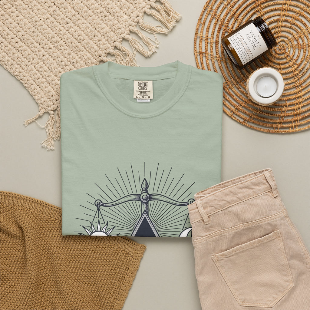 Sun Moon Symmetry T-Shirt Boho Chic Star Signs Gift Women Fantasy T-Shirt Lunar T-Shirt Bohemian Fan Mystical T-Shirt Zodiac Graphic Sketch Scale