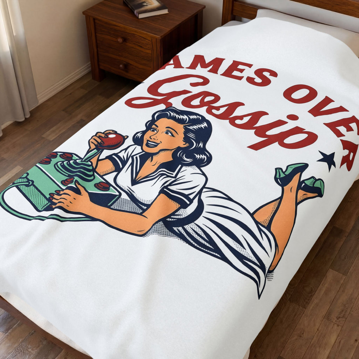 Retro Video Girl Blanket Gamer Comedy Gift Women Retro Blanket Pixel Art Blanket Gamer Fan Vintage Blanket Humor Graphic Hand Drawn Arcade Stick