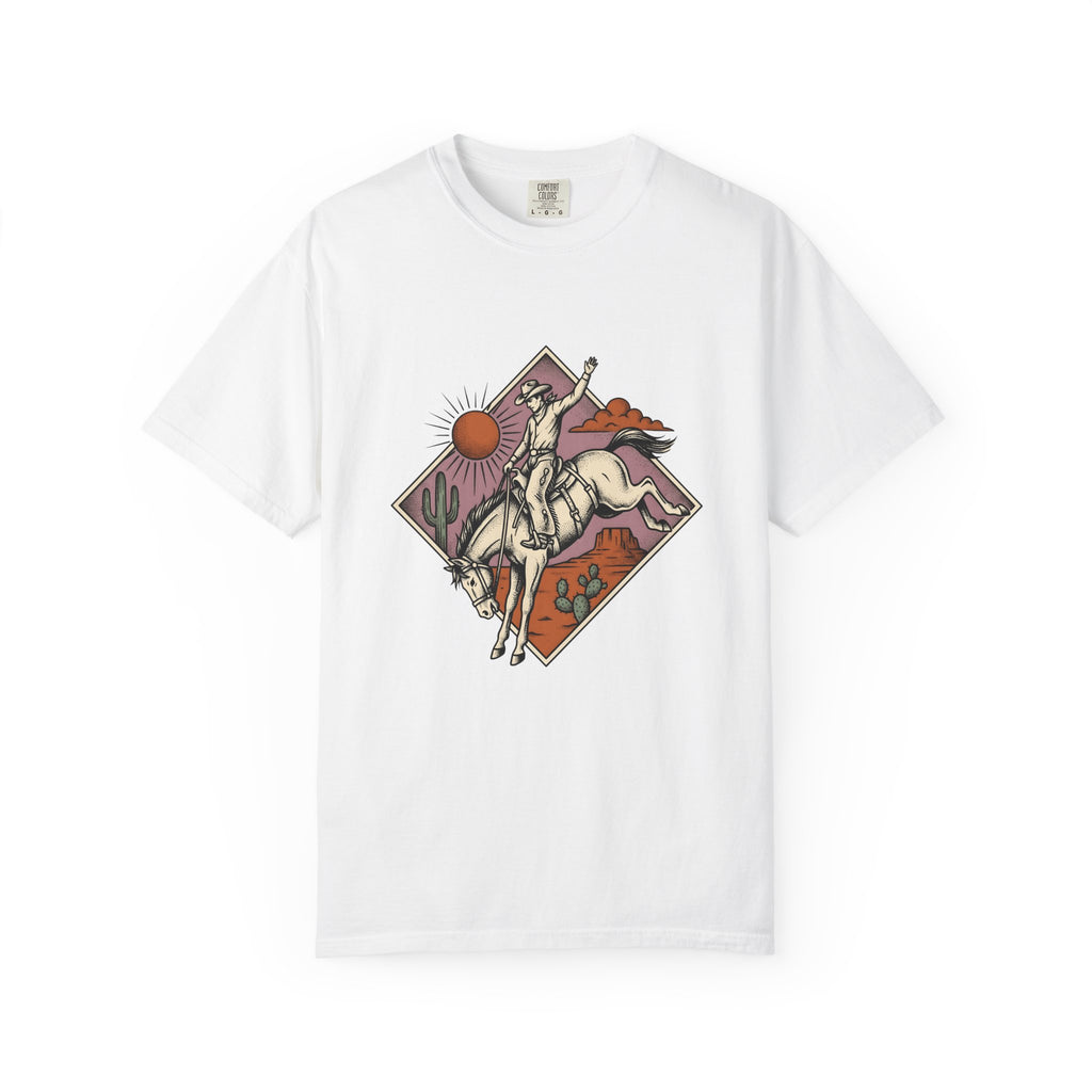Bronc Rider T-Shirt Cowgirl Ranch Gift Women Sketch T-Shirt Rough Rider T-Shirt Cowboy Fan Rodeo T-Shirt Farm Graphic Tribal Desert Plant T-Shirt
