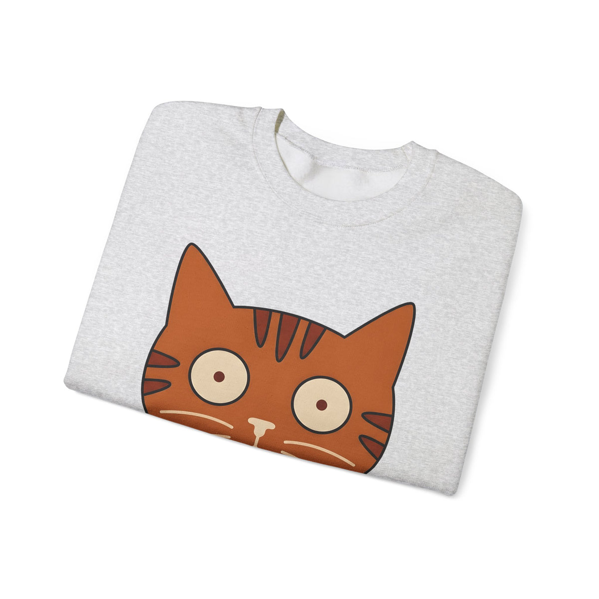 Cat Face Sweatshirt Cat Humor Gift Women Cartoon Sweatshirt Kitten Sweatshirt Cat Fan Toon Sweatshirt Funny Graphic Minimalist Wide Eyes Sweatshirt