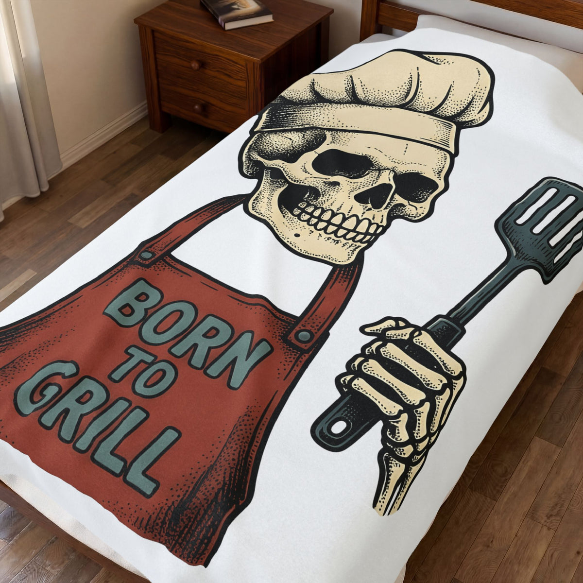 Skeleton Cook Blanket Barbecue Fun Gift Women Classic Blanket Skeleton Blanket Bbq Fan Vintage Blanket Humor Graphic Line Art Grill Spatula Blanket