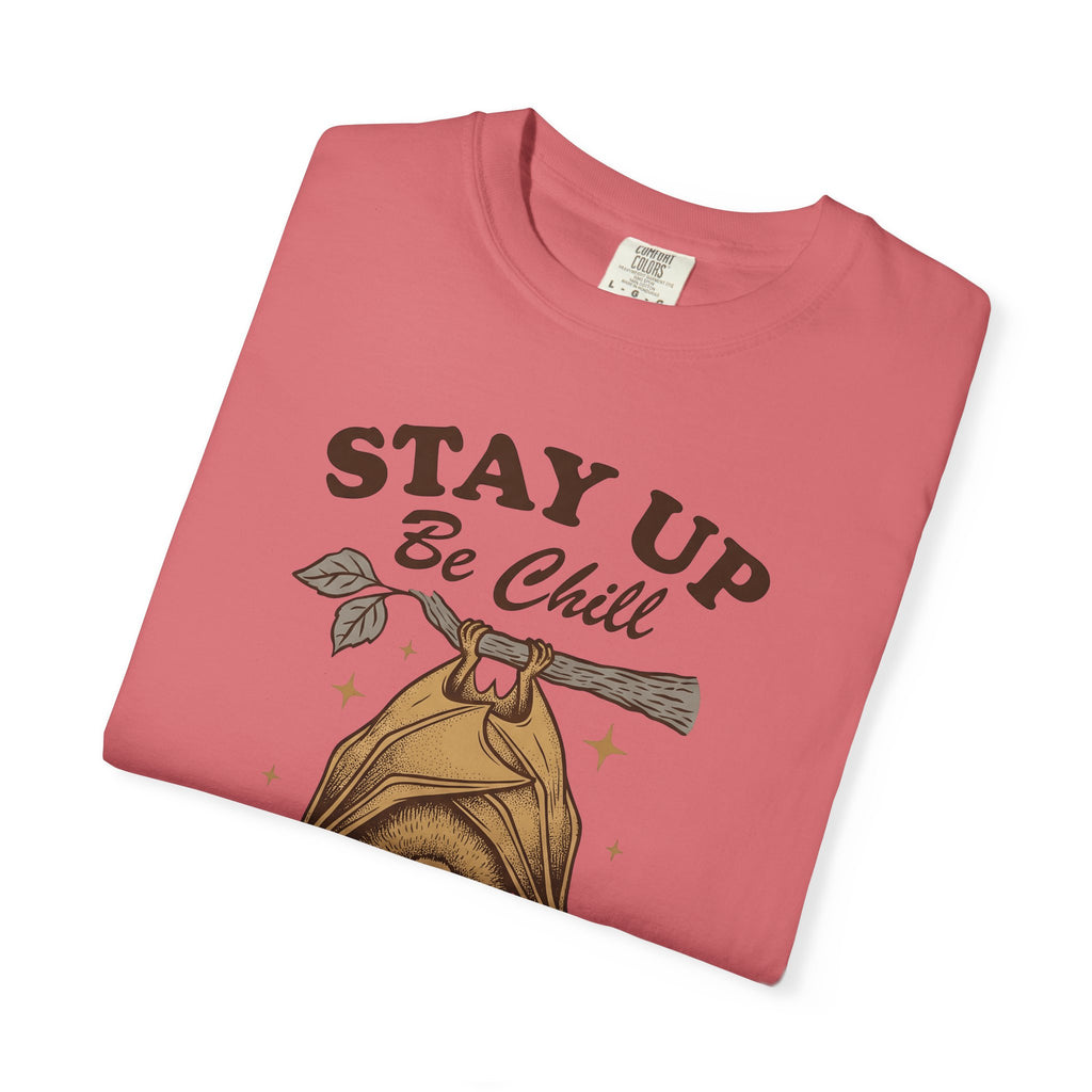 Bat Headset T-Shirt Cute Fauna Gift Women Classic T-Shirt Headphones T-Shirt Adorable Fan Retro T-Shirt Wildlife Graphic Doodle Tree Limb T-Shirt