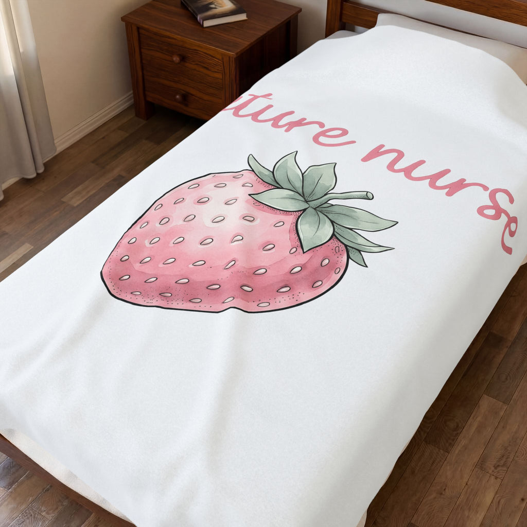 Strawberry Nurse Graduation Gift Pastel Fruit Healthcare Enthusiast Soft Graduate Blanket