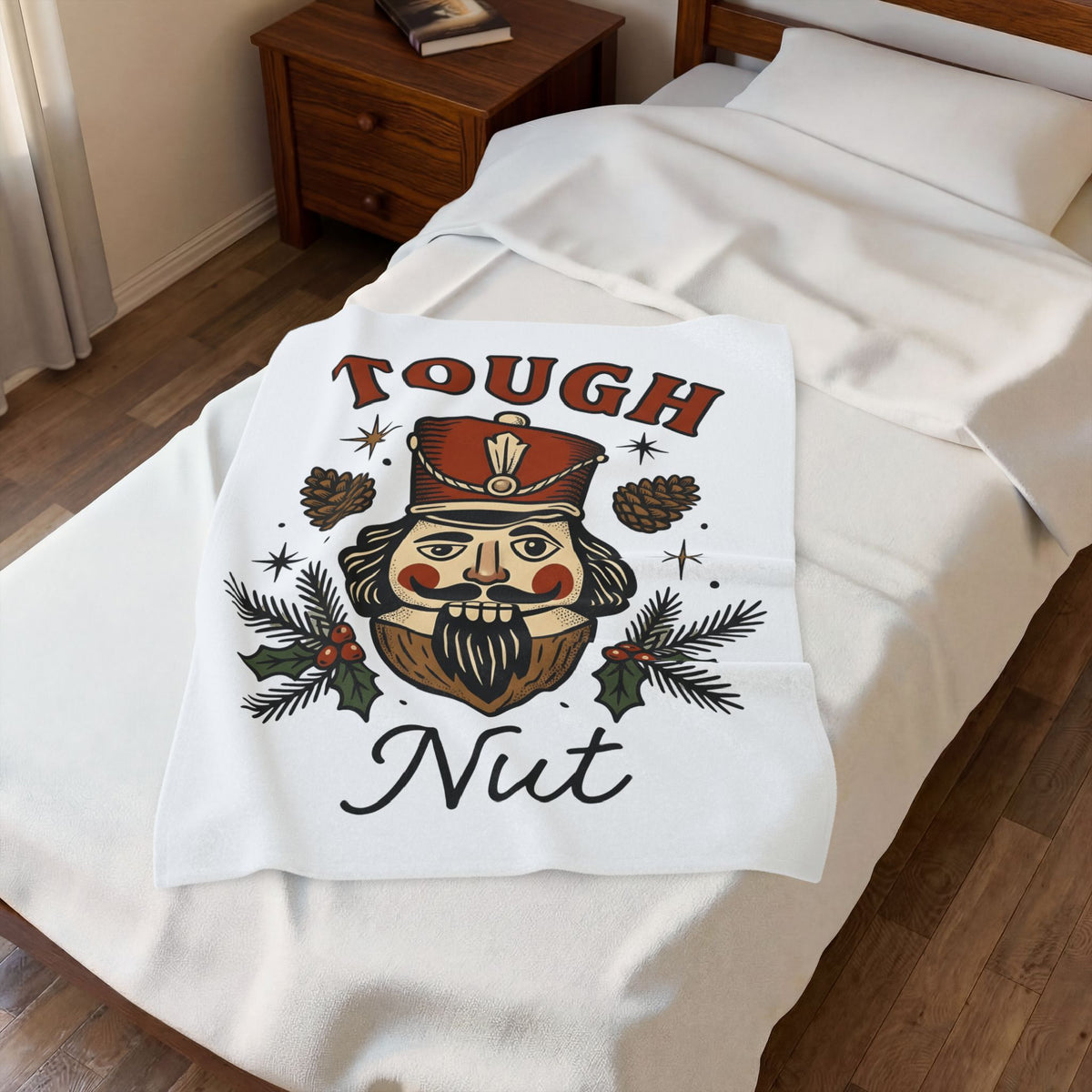 Nutcracker Head Blanket Christmas Celebration Gift Women Retro Blanket Nutcracker Blanket Xmas Fan Vintage Blanket Party Graphic Sketch Pinecone