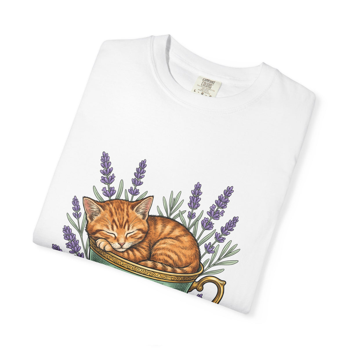 Kitten Cup T-Shirt Cat Garden Gift Women Line Art T-Shirt Cat T-Shirt T-Shirt Cat Fan Feline Graphic T-Shirt Floral Design Hand Painted Flower T-Shirt