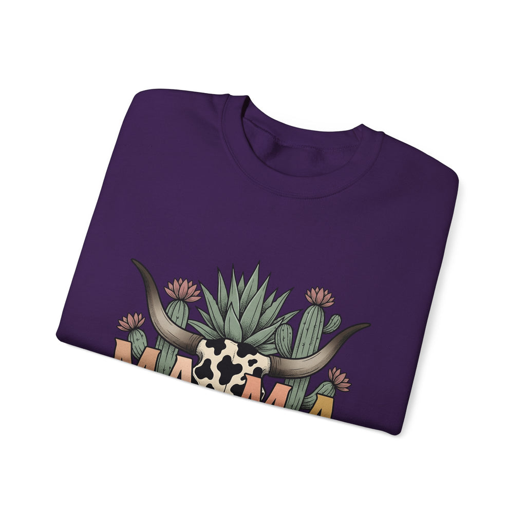 Longhorn Skull Cactus Sweatshirt Moms Plains Gift Women Native Sweatshirt Cactus Sweatshirt Mother Fan Tribal Sweatshirt Prairie Graphic Line Art Desert Plant