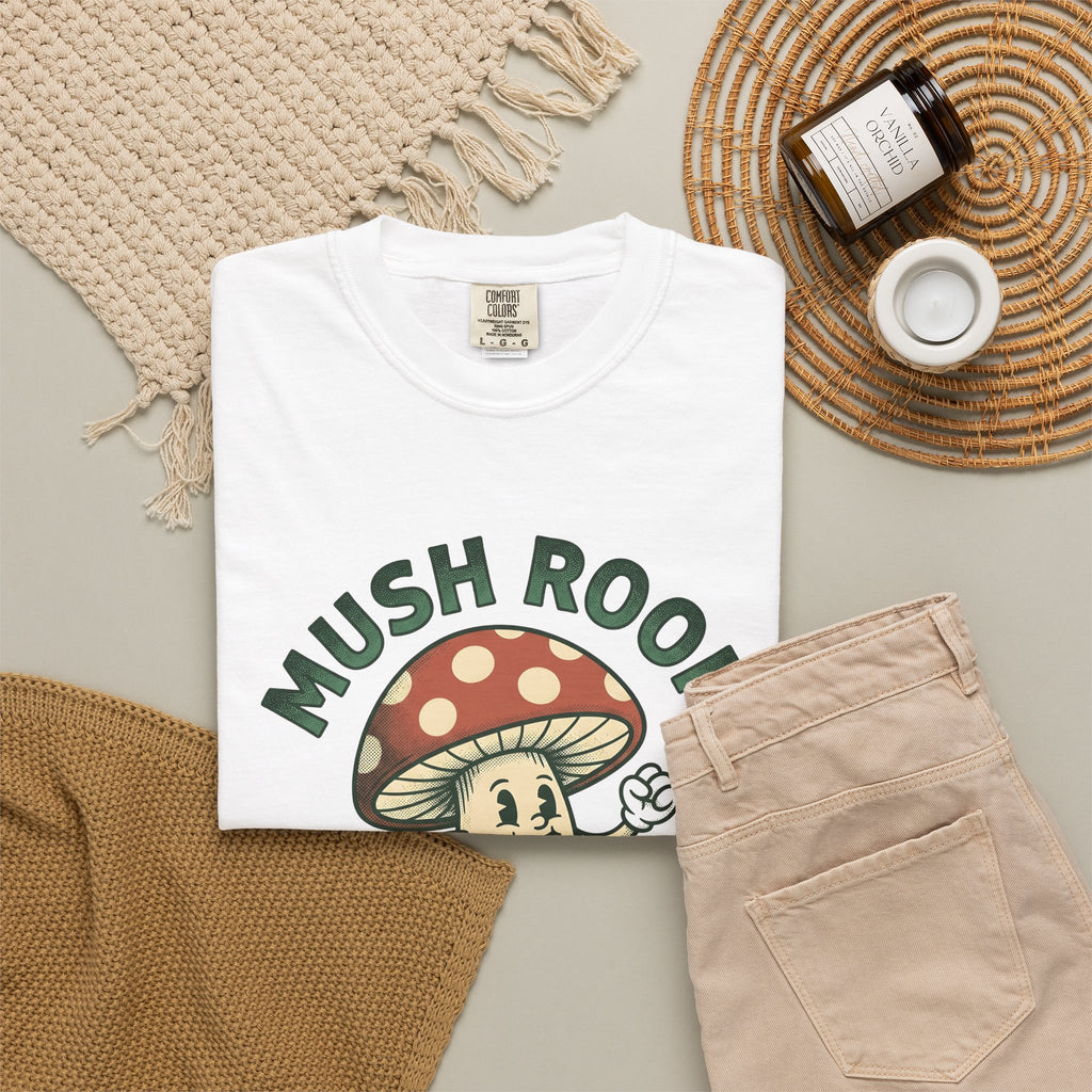 Funny Mushroom T-Shirt Funny Outdoors Gift Women Classic T-Shirt Toadstool T-Shirt Humor Fan Vintage T-Shirt Camping Graphic Hand Drawn Smiley Face