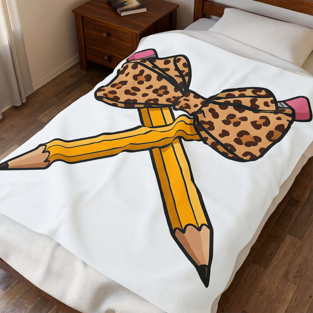 Art Bow Blanket Teacher Pattern Gift Women Sweet Blanket Hair Bow Blanket Educator Enthusiast Cute Blanket Design Graphic Line Art Spotted Print