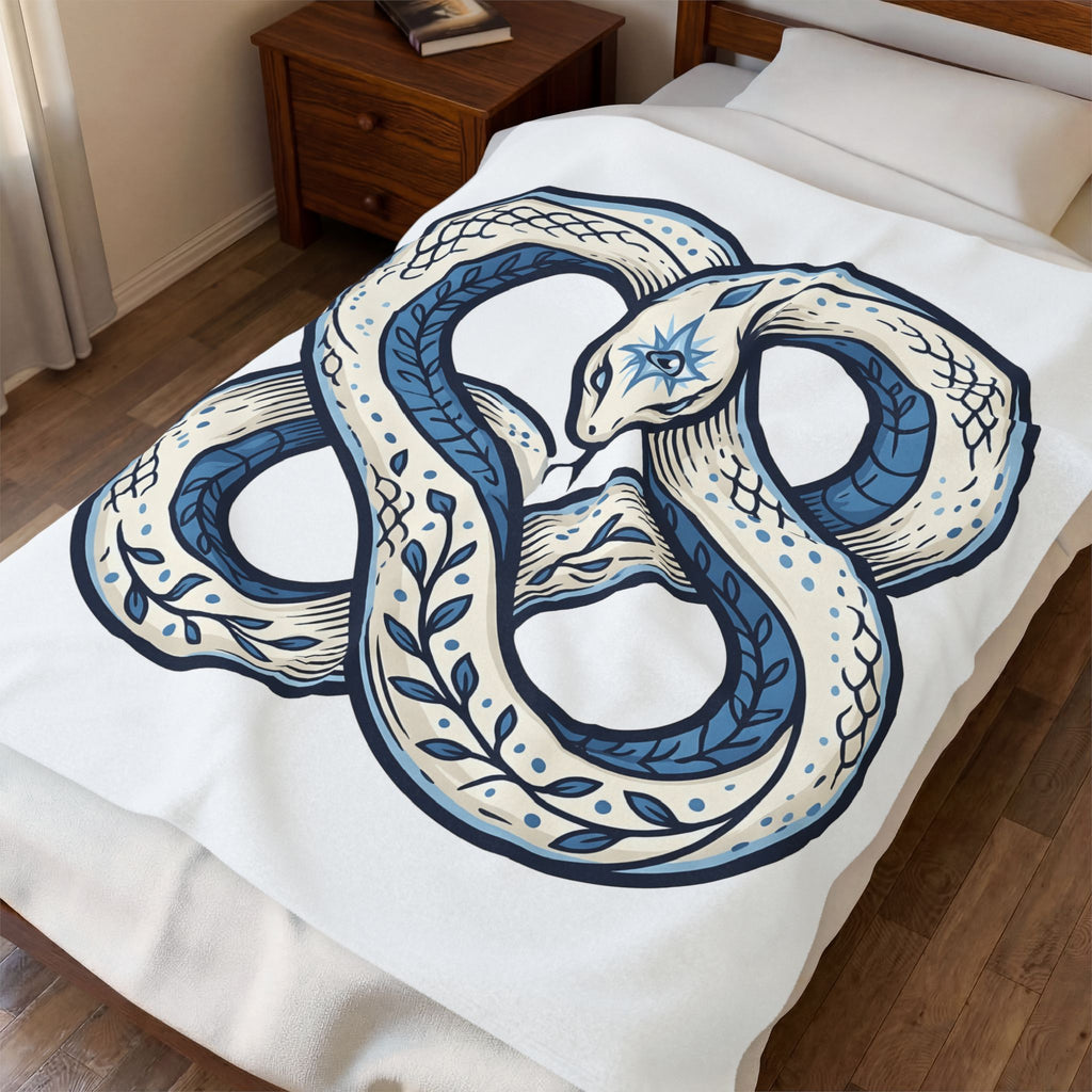 Magical Serpent Blanket Boho Chic Mysticism Gift Women Primitive Blanket Snake Blanket Bohemian Fan Naive Blanket Occult Graphic Body Art All
