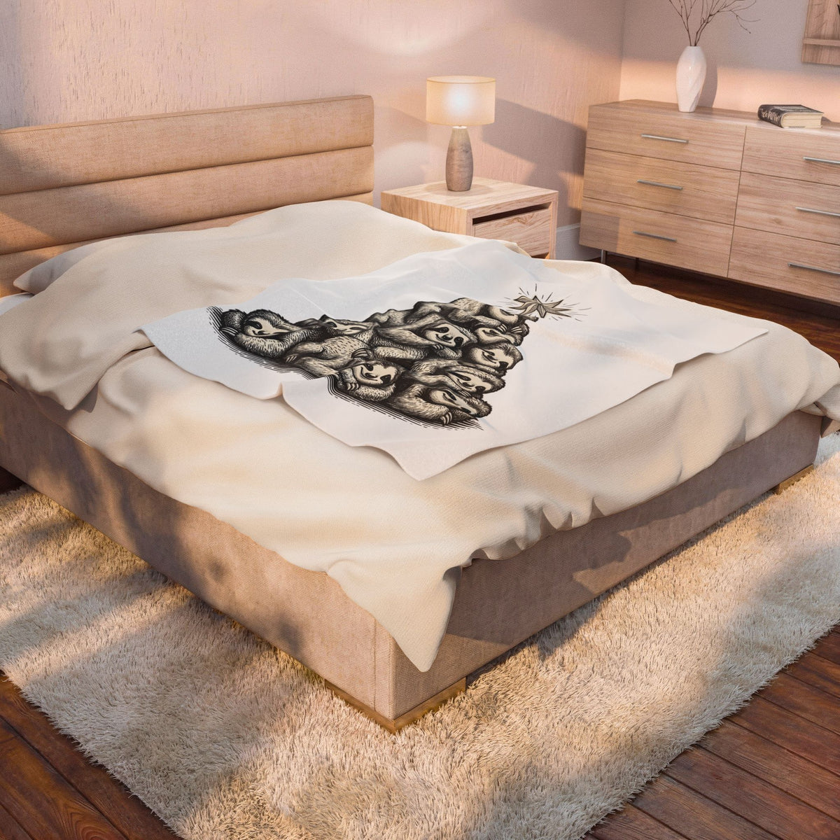 Sloth Stack Blanket Animals Holiday Gift Women Hand Drawn Blanket Sloth Pile Blanket Wildlife Fan Hand Drawn Blanket Christmas Graphic Vintage Star
