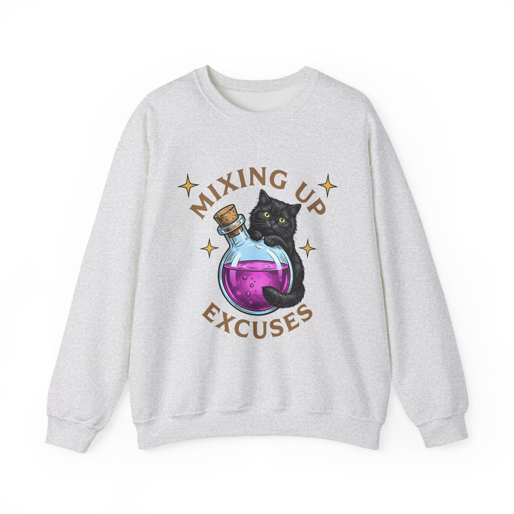 Black Cat Potion Sweatshirt Cat Humor Gift Women Cartoon Sweatshirt Magic Potion Sweatshirt Cat Fan Comic Sweatshirt Funny Graphic Vintage Stars Sweatshirt