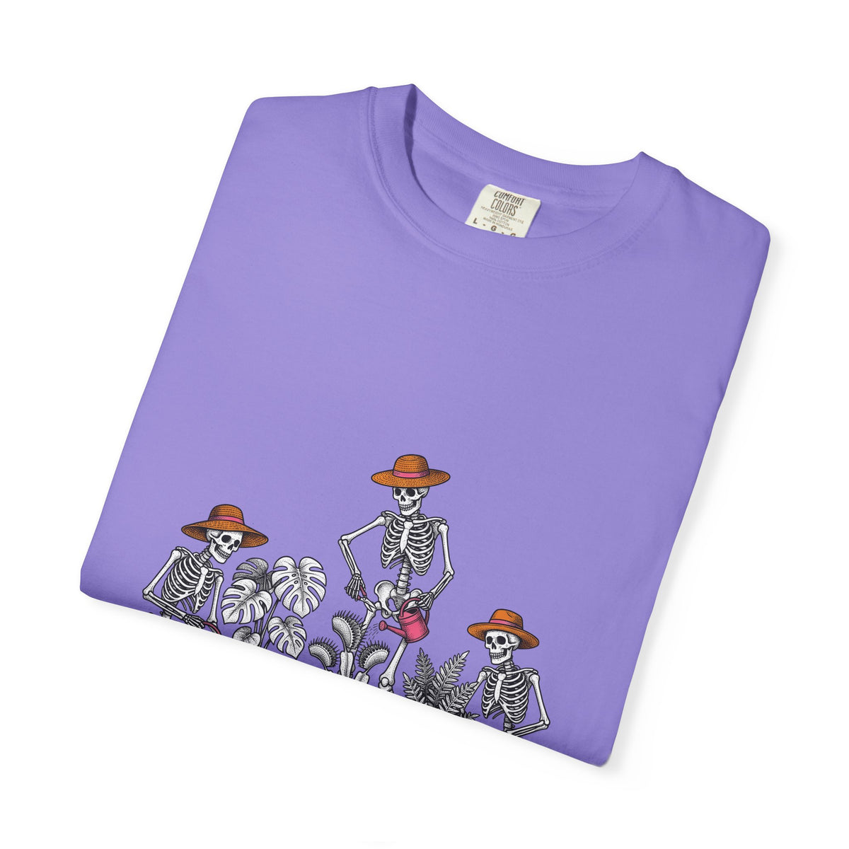 Skull Gardener Halloween Plants Gift Sketch Skeleton Horror Fan Drawing Floral Retro Potted Plants T-Shirt