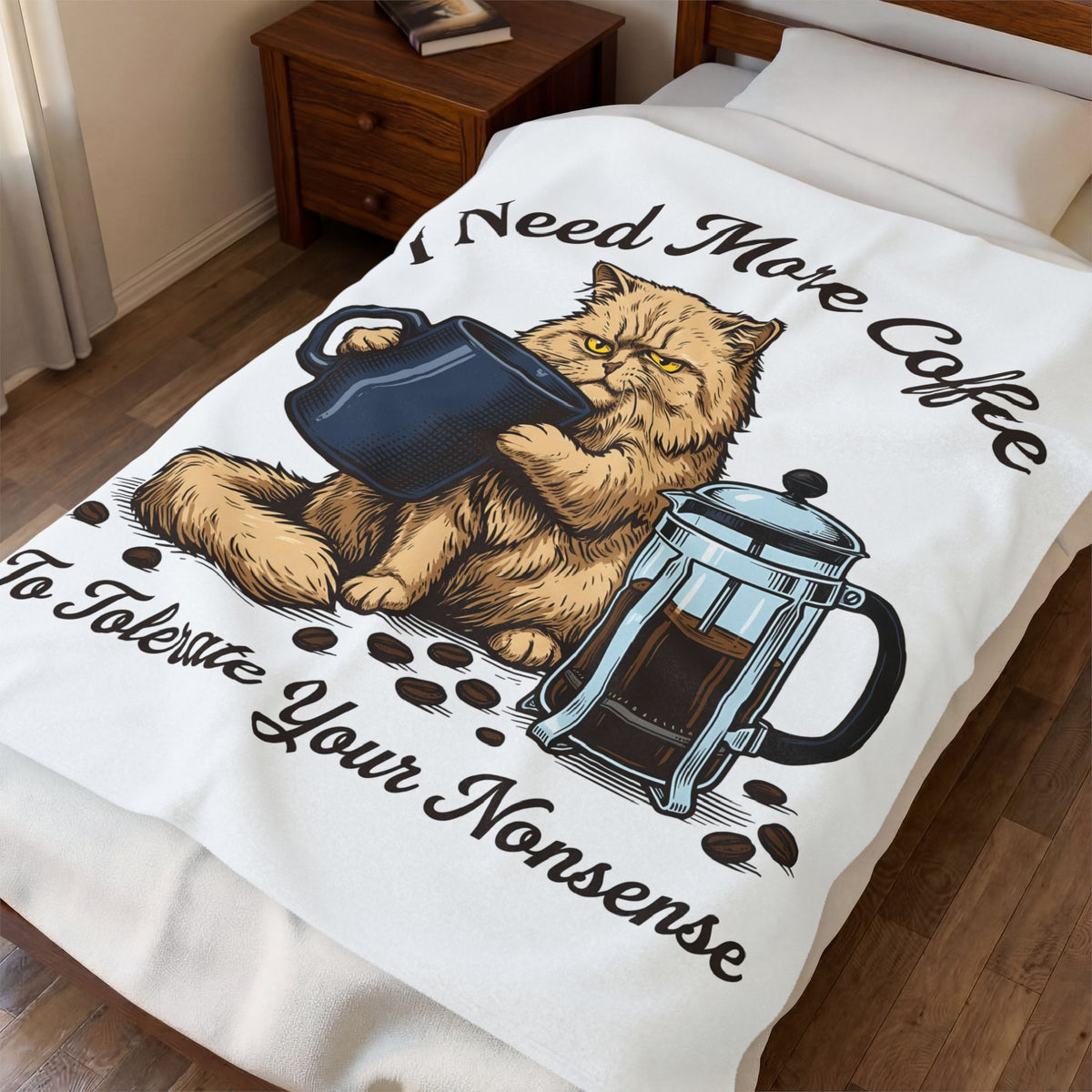 Cranky Cat Blanket Cat Latte Gift Women Old School Blanket Grumpy Cat Blanket Cat Fan Feline Blanket Coffee Graphic Doodle Blanket Blanket