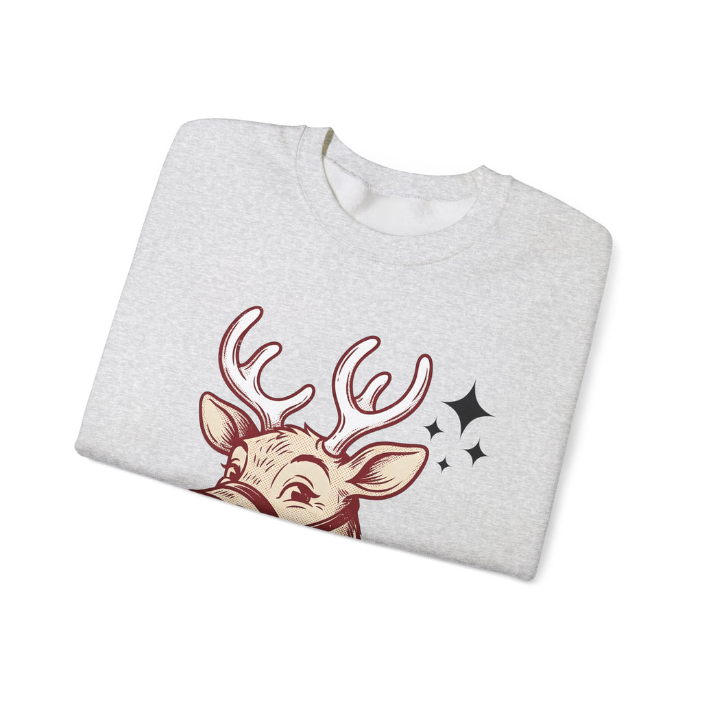 Reindeer Head Sweatshirt Christmas Wildlife Gift Women Antique Sweatshirt Caribou Sweatshirt Xmas Fan Reindeer Graphic Sweatshirt Classic Jingles Sweatshirt