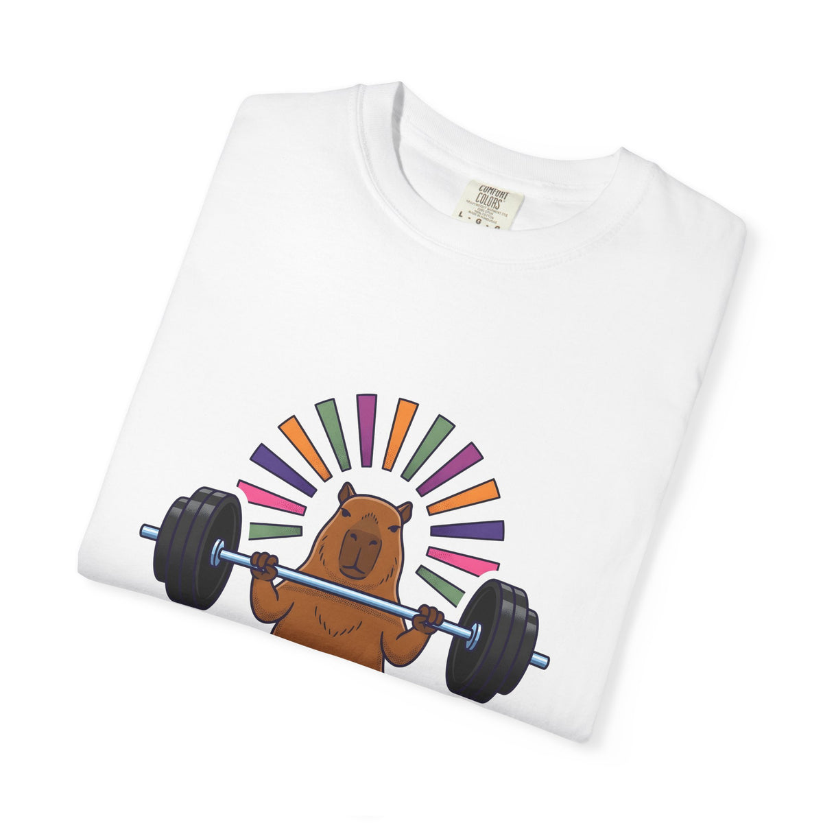 Capybara Gym Training T-Shirt Sports Pets Gift Women Hand Drawn T-Shirt Rodent T-Shirt Athlete Enthusiast Illustrated Pet Graphic Classic Rainbow