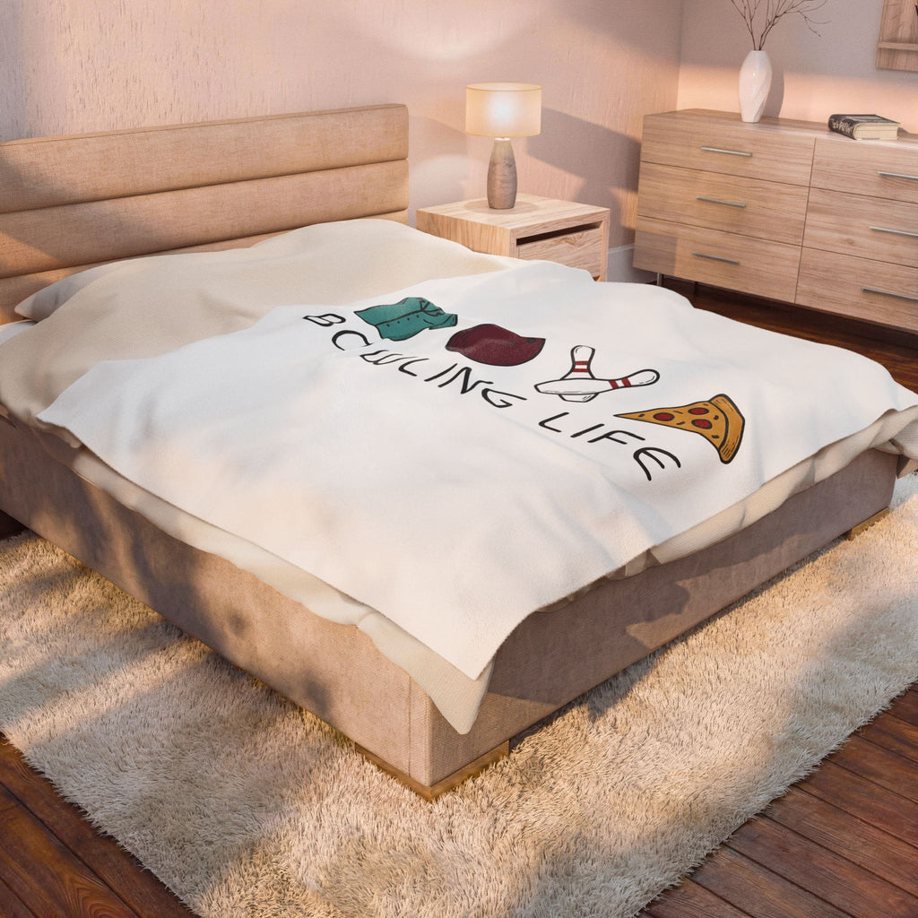 Bowling Symbols Bowling Cuisine Gift Hand Drawn Bowling Icons T Blanket