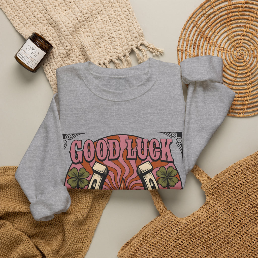 Star Horseshoe Sweatshirt Cowgirl Ranch Gift Women Old School Sweatshirt Horseshoe Sweatshirt Cowboy Fan Rodeo Sweatshirt Farm Design Hand Drawn Four Leaf