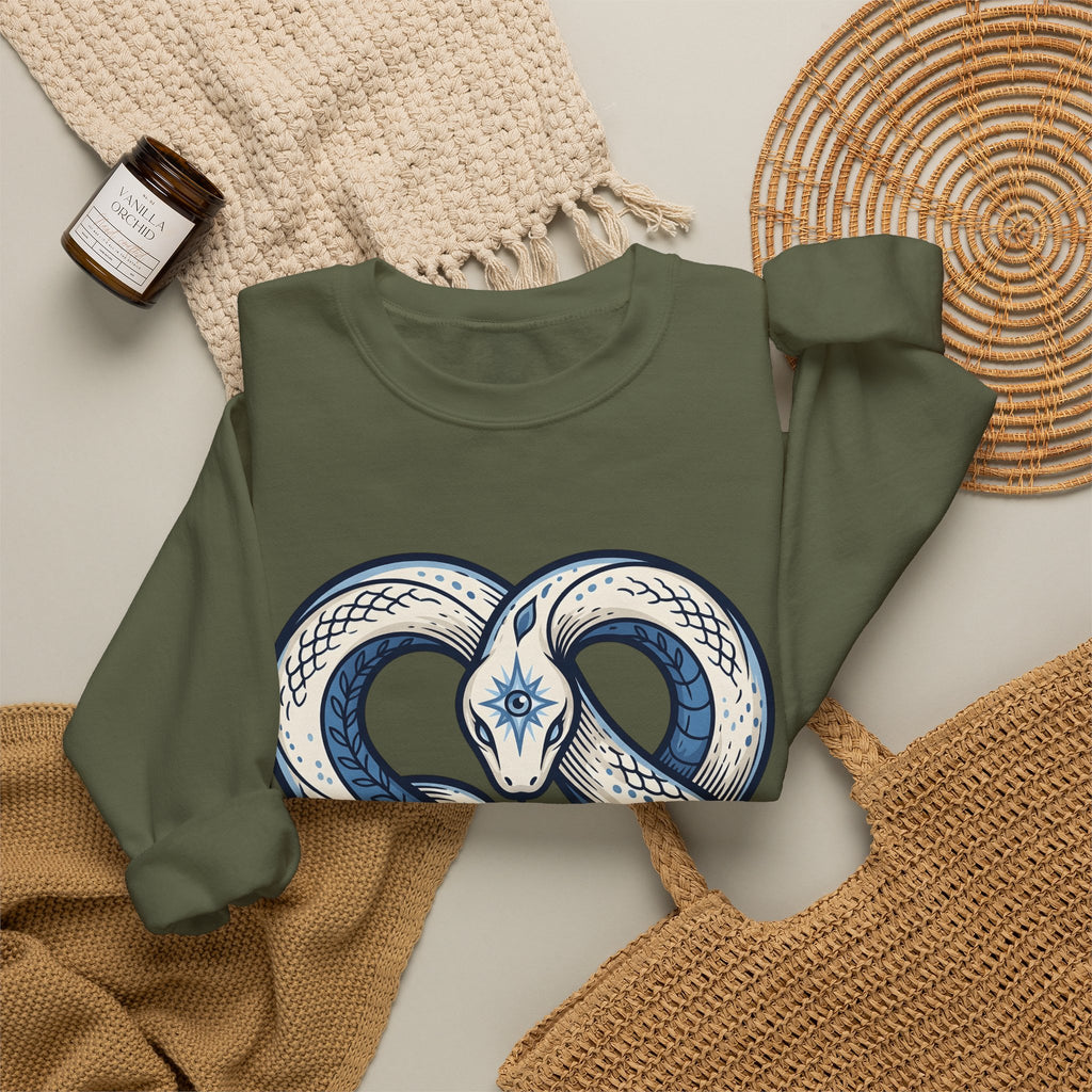 Magical Serpent Sweatshirt Boho Chic Mysticism Gift Women Primitive Sweatshirt Snake Sweatshirt Bohemian Fan Naive Sweatshirt Occult Graphic Body Art All