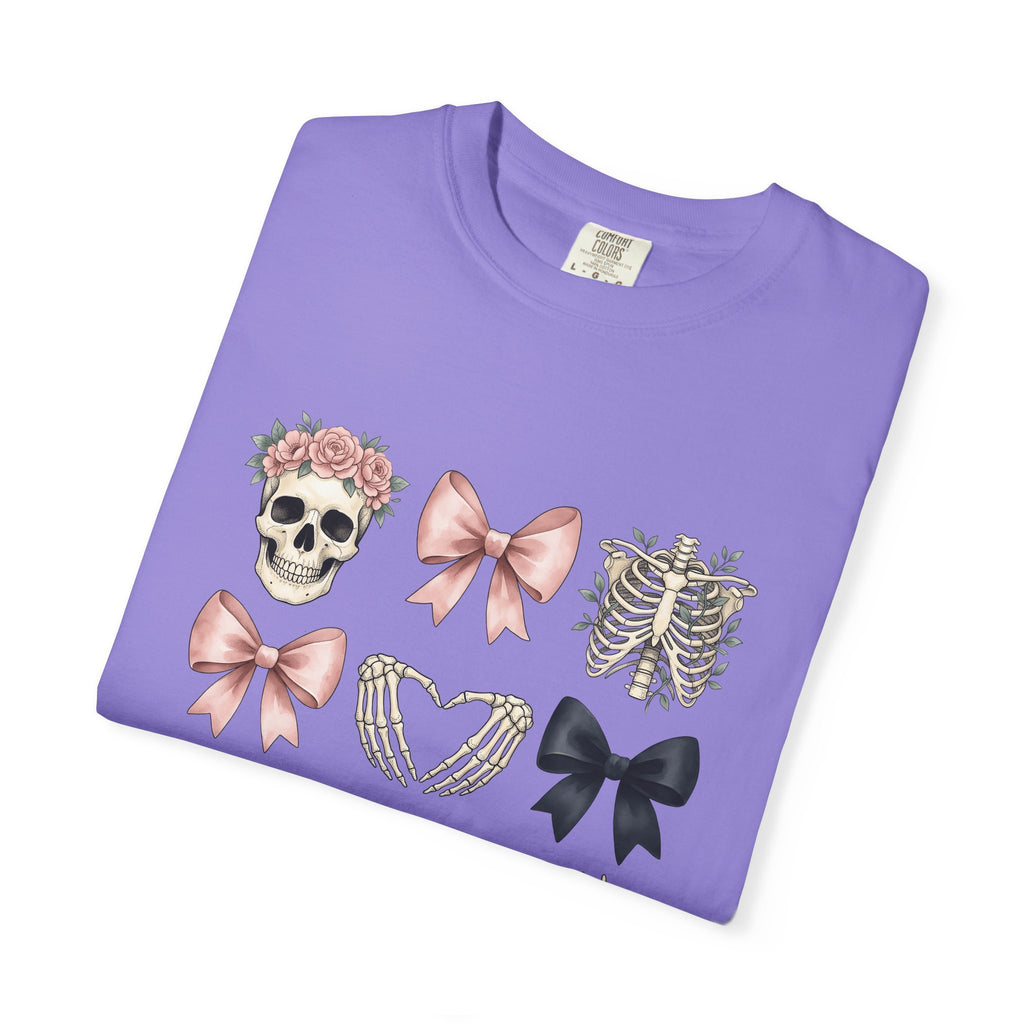 Skull Flower Halloween Dark Gift Watercolor Sugar Skull Horror Fan Gothic Dark Retro Bony T-Shirt