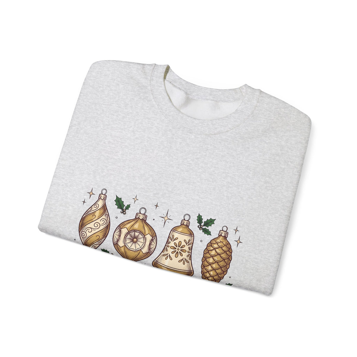 Festive Ornaments Sweatshirt Christmas Event Gift Women Line Art Sweatshirt Baubles Sweatshirt Xmas Fan Illustration Graphic Sweatshirt Hand Painted Pine