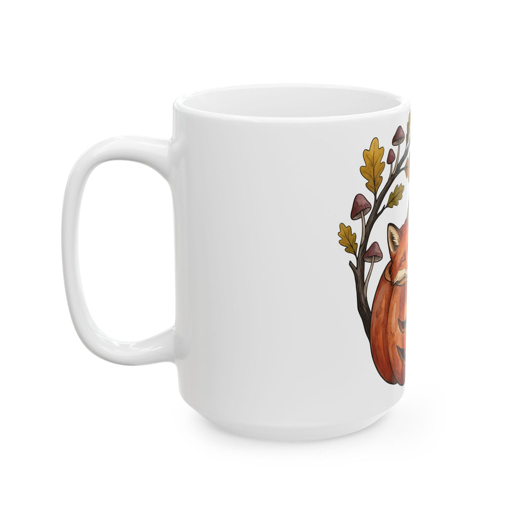 Fox Squash Mug Halloween Wildlife Gift Women Painting Mug Gourd Mug Spooky Fan Artistic Mug Animal Graphic Sketch Fall Foliage