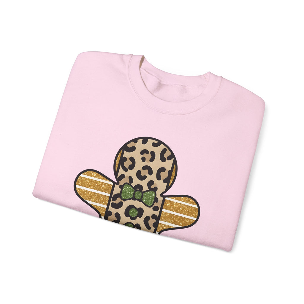 Spotted Gingerbread Animal Xmas Gift Shimmer Gingerbread Man Leopard Fan Glitter Holiday Sweatshirt