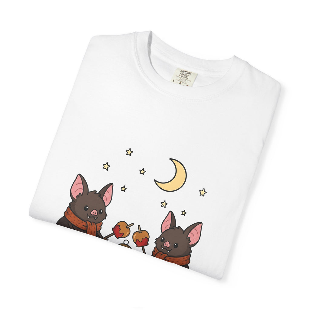 Bat Drawing T-Shirt Halloween Creatures Gift Women Charming T-Shirt Bat T-Shirt Spooky Fan Cartoon T-Shirt Monster Graphic Animated Gourd T-Shirt