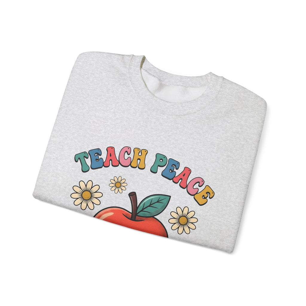 Happy Apple Sweatshirt Teachers Harmony Gift Women Comic Sweatshirt Fruit Sweatshirt Educator Enthusiast Cartoon Sweatshirt Balance Graphic Vintage Wildflowers