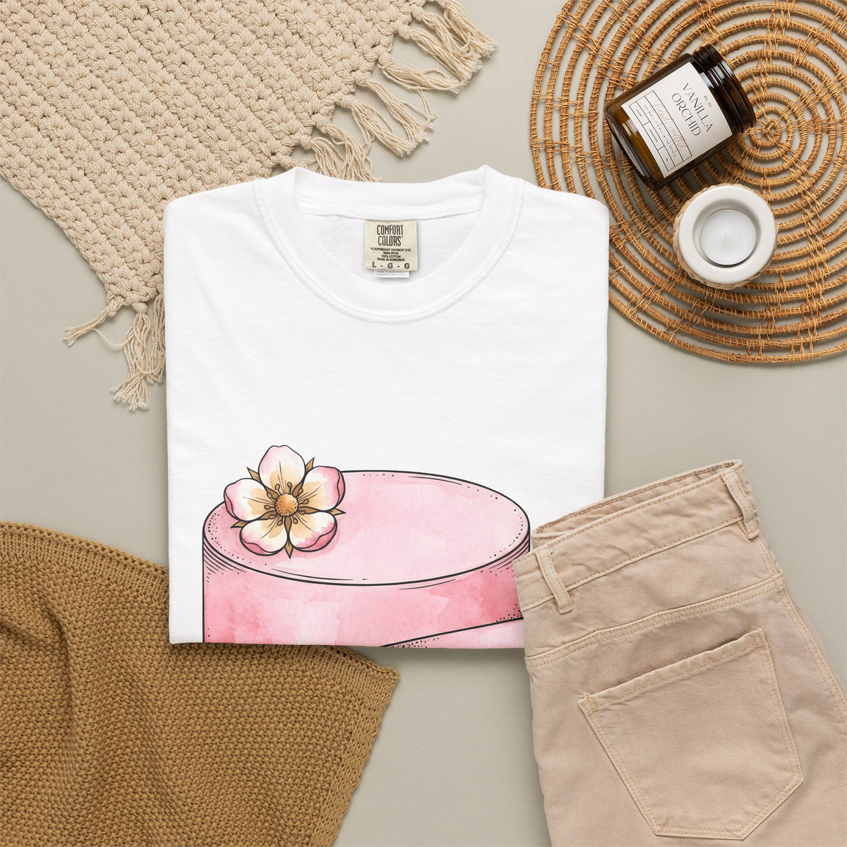 Layered Cake T-Shirt Desserts Pastries Gift Women Illustration T-Shirt Cake T-Shirt Sweets Fan Drawing Design Line Art Floral T-Shirt
