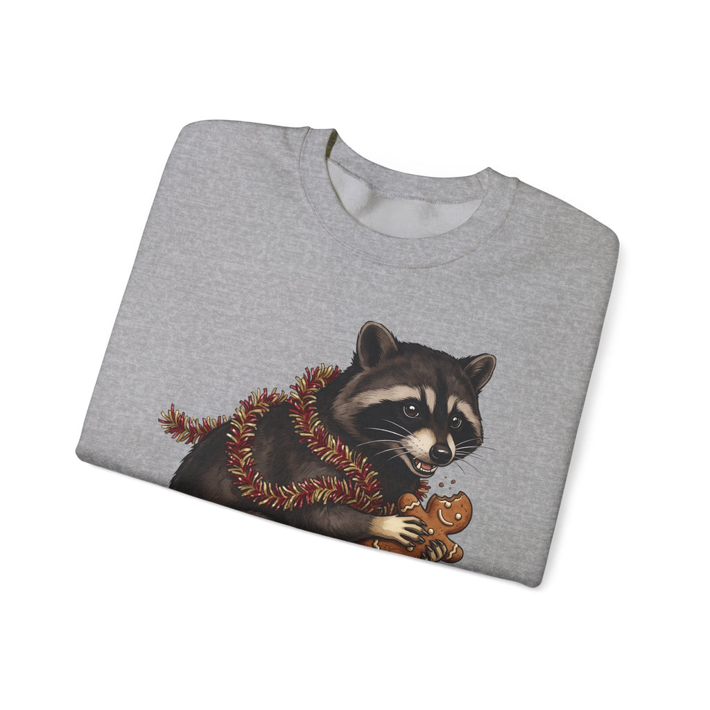 Raccoon Graphic Sweatshirt Christmas Animal Gift Women Cute Sweatshirt Trash Panda Sweatshirt Xmas Fan Wildlife Graphic Illustration Hand Drawn Gingerbread