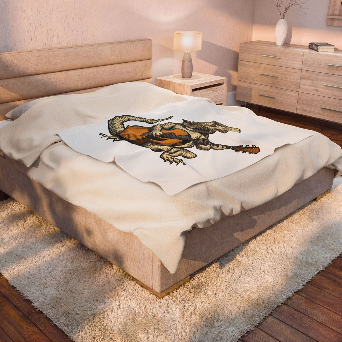 Bearded Lizard Guitar Blanket Boho Chic Gear Gift Women Cartoon Blanket Bearded Dragon Blanket Bohemian Fan Comic Blanket Equipment Graphic Hand