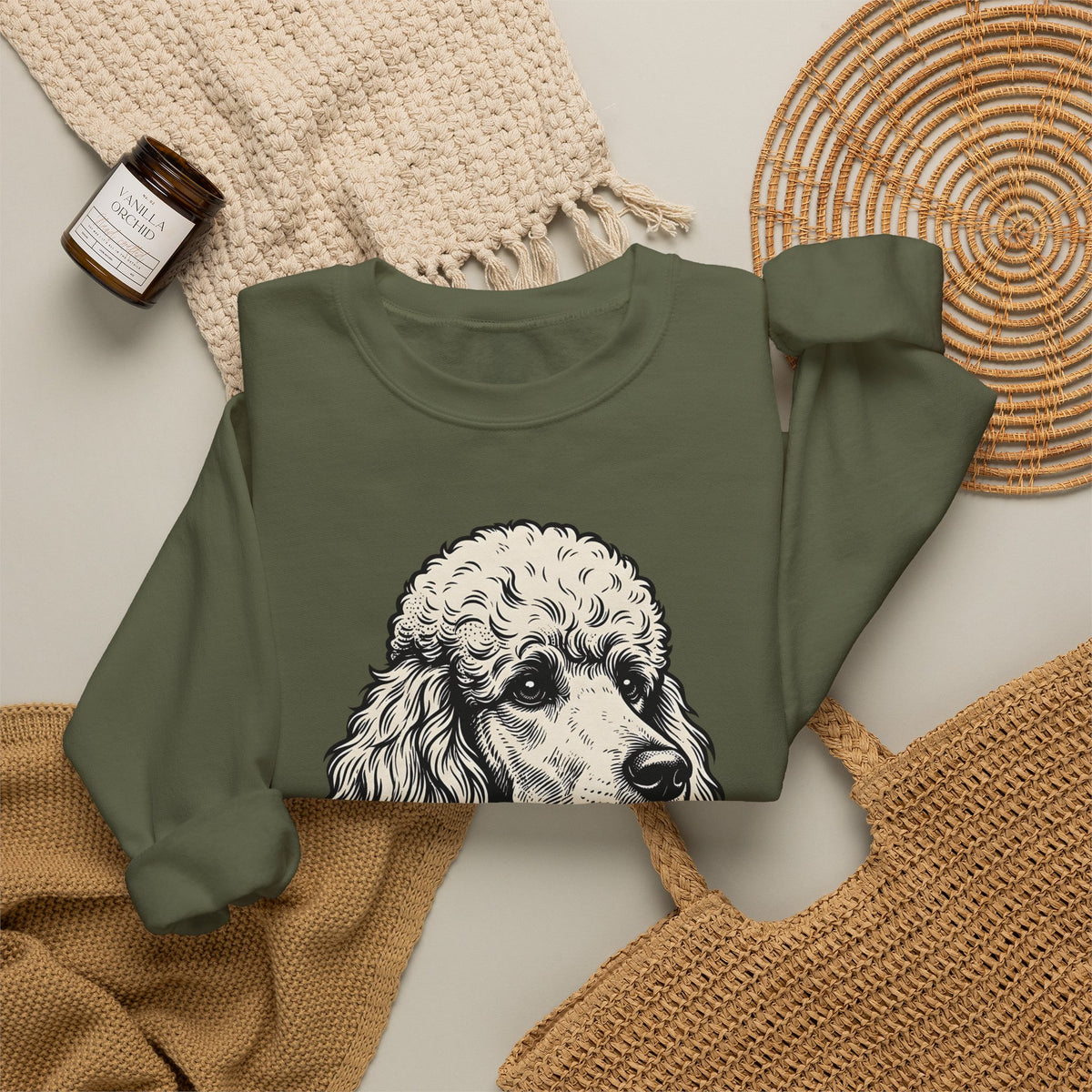 Poodle Dog Sweatshirt Dog Creatures Gift Women Shabby Chic Sweatshirt Poodle Sweatshirt Dog Fan Canine Graphic Sweatshirt Vintage Design Sweatshirt Line Art Floral
